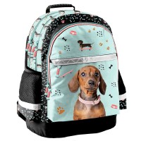 Paso kétrekeszes iskolatáska és hátizsák, kutyás, türkiz