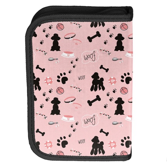 Paso kihajtható tolltartó egyrekeszes, felszerelés nélkül, kutyás, rózsaszín