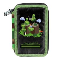 Paso Minecraft World háromrekeszes tolltartó fiúknak, felszereléssel