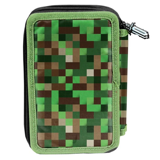 Paso Minecraft World háromrekeszes tolltartó fiúknak, felszereléssel