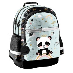 PASO PANDA kétrekeszes ergonomikus iskolatáska és hátizsák lányoknak, türkiz, kispanda