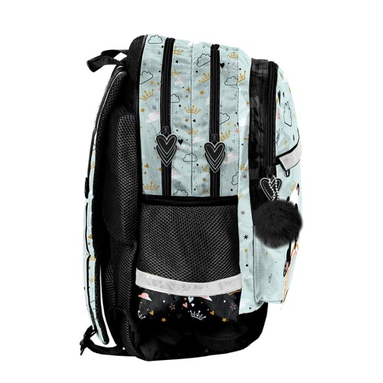 PASO PANDA kétrekeszes ergonomikus iskolatáska és hátizsák lányoknak, türkiz, kispanda