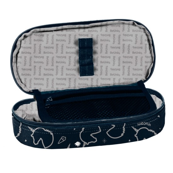 Paso Unicorn egyrekeszes tolltartó lányoknak, ovális, felszerelés nélkül, sötétkék