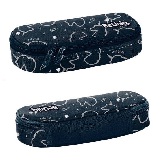 Paso Unicorn egyrekeszes tolltartó lányoknak, ovális, felszerelés nélkül, sötétkék