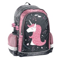 PASO UNICORN kétrekeszes ergonomikus iskolatáska és hátizsák lányoknak, csillámos unikornis