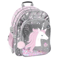 PASO UNICORN kétrekeszes iskolatáska és hátizsák lányoknak, rózsaszín unikornis