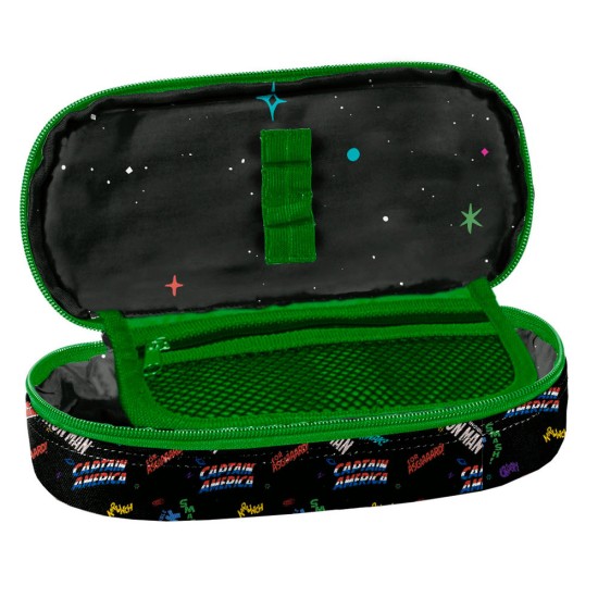 Egyrekeszes, cipzáras, ovális tolltartó fiúknak, Marvel Comics