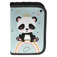 PASO PANDA egyrekeszes kihajtható tolltartó lányoknak, türkiz, kispanda