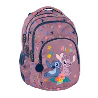 Aloha Stitch háromrekeszes ergonomikus iskolatáska és hátizsák lányoknak, rózsaszín
