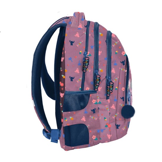 AholaStitch háromrekeszes ergonomikus iskolatáska és hátizsák lányoknak, rózsaszín