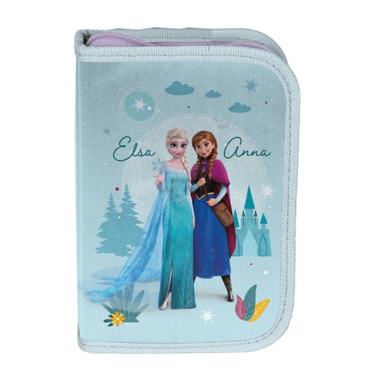 Anna és Elzakihajtható egyrekeszes tolltartó lányoknak, Jégvarázs, türkiz