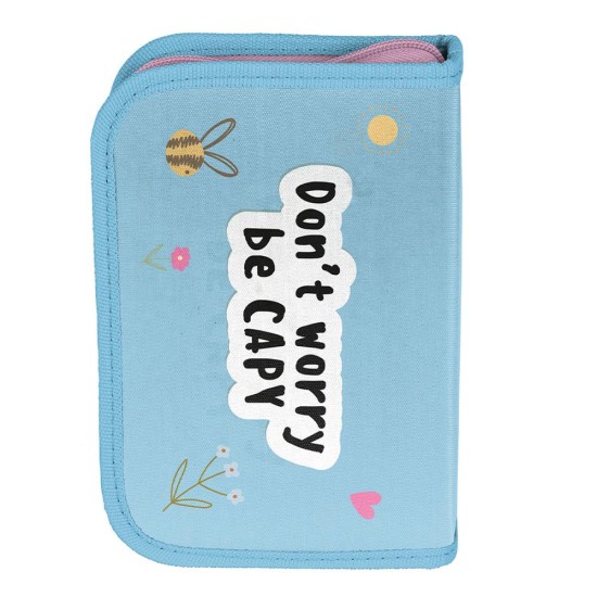 Be Happy Macis kihajtható egyrekeszes tolltartó lányoknak, felszerelés nélkül, türkiz