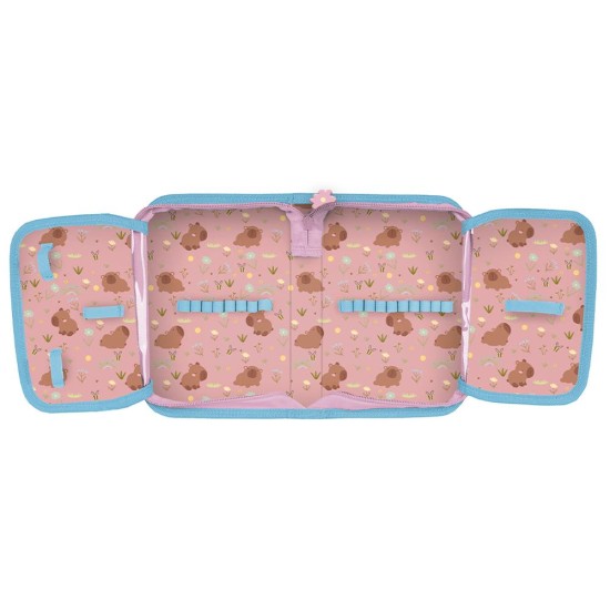 Be Happy Macis kihajtható egyrekeszes tolltartó lányoknak, felszerelés nélkül, türkiz