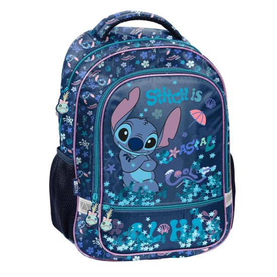 BlueAlohaStitchkétrekeszes ergonomikus iskolatáska és hátizsák, kék
