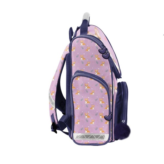 Cuteergonomikus iskolatáska elsősöknek, kiskutyás, rózsaszín