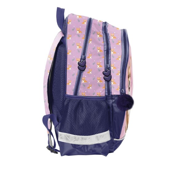 Cute kétrekeszes ergonomikus iskolatáska és hátizsák lányoknak, kiskutyás, rózsaszín