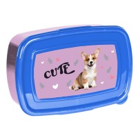 Cute uzsonás doboz lányoknak, kiskutyás, rózsaszín