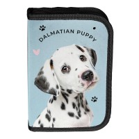 Dalmata kiskutyás felszerelt,egyrekeszes kihajtható tolltartó lányoknak, világoskék Dalmata kiskutyás felszerelt,egyrekeszes kihajtható tolltartó lányoknak, világoskék