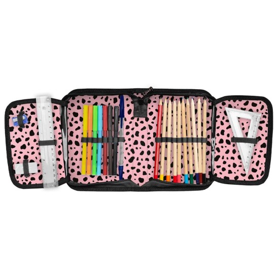 Dalmata kiskutyásegyrekeszes kihajtható tolltartó lányoknak, világoskék