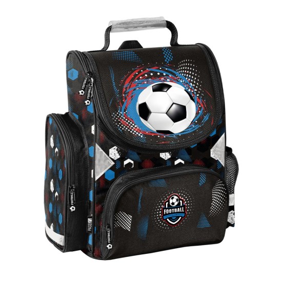 Football Teamergonomikus iskolatáska elsősöknek, focis, fekete