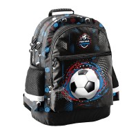Football Team kétrekeszes iskolatáska és hátizsák fiúknak, focis, fekete