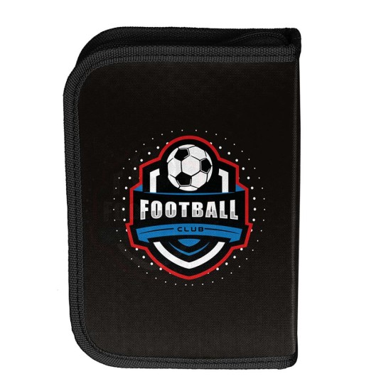 Football Teamkihajtható egyrekeszes tolltartó, focis, fekete