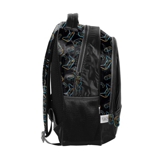 Gamer Starkétrekeszes ergonomikus iskolatáska és hátizsák fiúknak, fekete