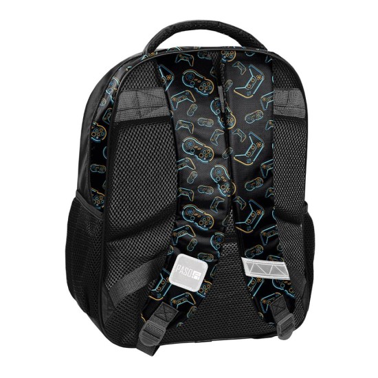 Gamer Starkétrekeszes ergonomikus iskolatáska és hátizsák fiúknak, fekete