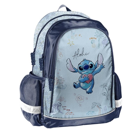 HolaStitch kétrekeszes iskolatáska és hátizsák, türkiz-sötétkék