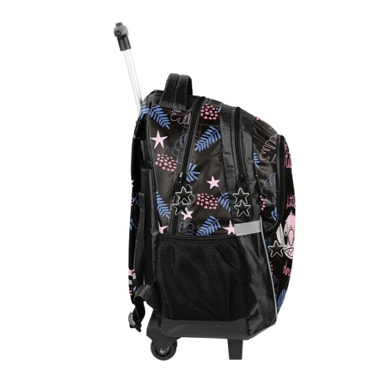 Little Stitch Black guruló iskolatáska és hátizsák, fekete