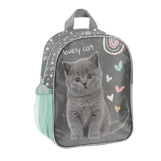 LovelyCatgyerek hátizsák ovis kislányoknak, cicás, türkiz-ezüst