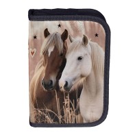 Lovely Horses kihajtható egyrekeszes tolltartó lányoknak, felszerelés nélkül, lovas