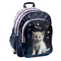 Meow Cat kétrekeszes ergonomikus iskolatáska és hátizsák lányoknak, cicás Meow Cat kétrekeszes ergonomikus iskolatáska és hátizsák lányoknak, cicás