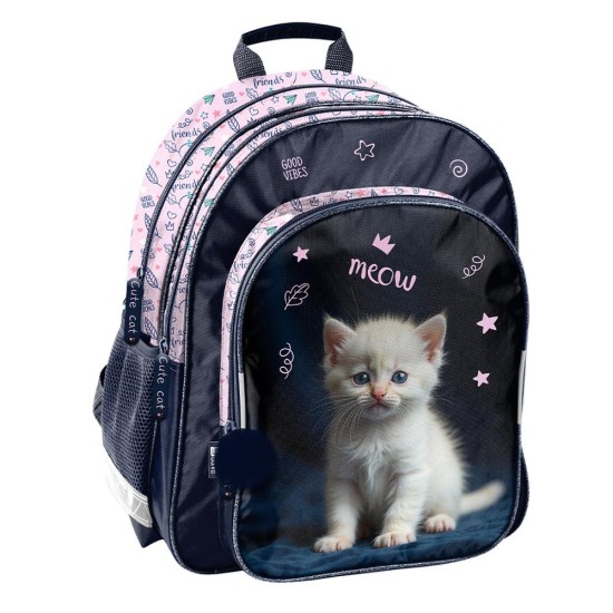 MeowCatkétrekeszes ergonomikus iskolatáska és hátizsák lányoknak, cicás