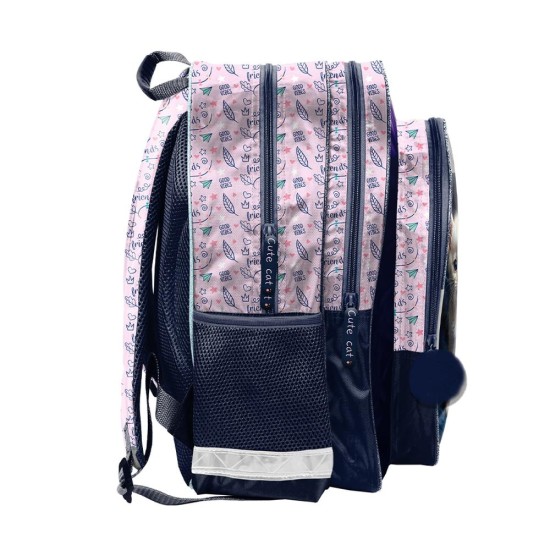 MeowCatkétrekeszes ergonomikus iskolatáska és hátizsák lányoknak, cicás