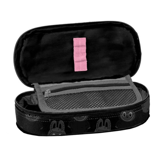 Momolandegyrekeszes ovális tolltartó lányoknak, felszerelés nélkül, fekete