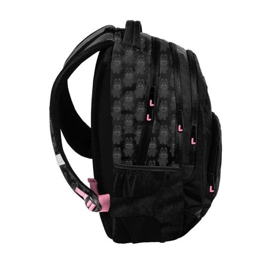 Momolandháromrekeszes ergonomikus iskolatáska és hátizsák lányoknak, fekete