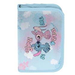 Ohana Stitch egyrekeszes kihajtható tolltartó lányoknak, felszerelés nélkül, türkiz