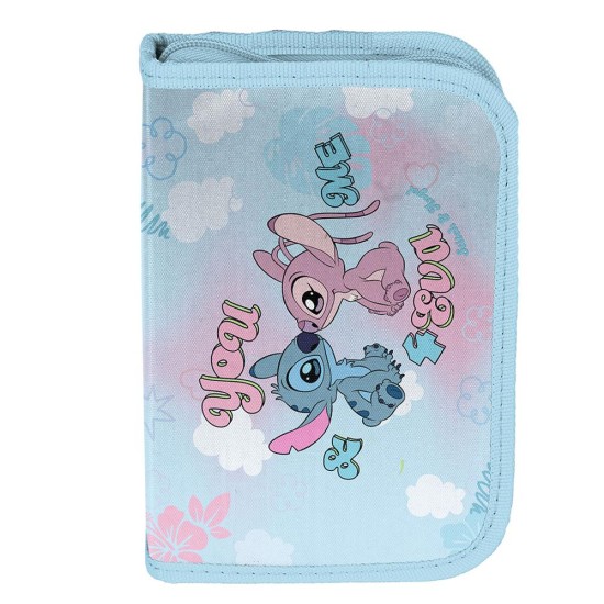 Ohana Stitch egyrekeszes kihajtható tolltartó lányoknak, felszerelés nélkül, türkiz