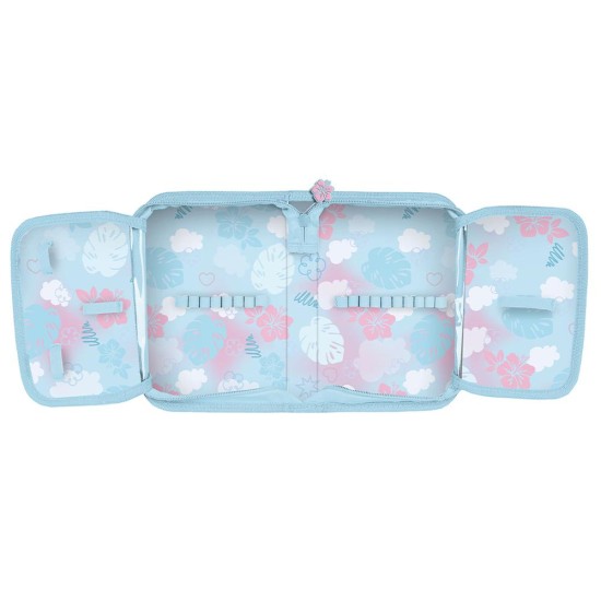 Ohana Stitch egyrekeszes kihajtható tolltartó lányoknak, felszerelés nélkül, türkiz