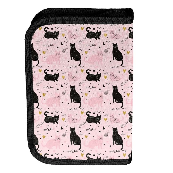 Princess Black Cat kihajtható egyrekeszes tolltartó felszerelés nélkül, cicás