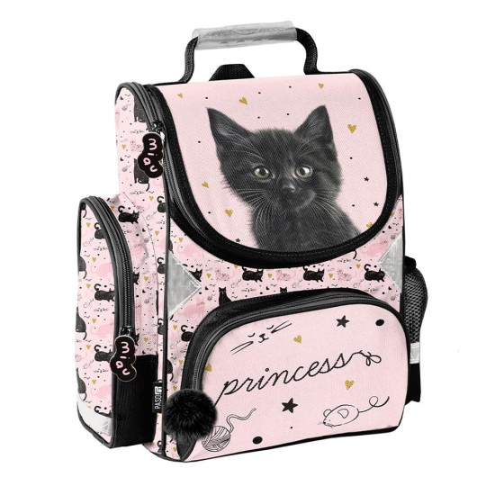 Princess Black Catergonomikus iskolatáska elsősöknek, cicás
