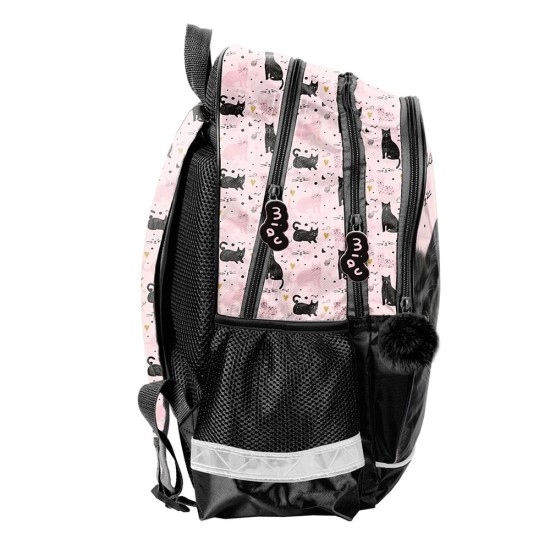 Princess Black Catkétrekeszes ergonomikus iskolatáska és hátizsák lányoknak, cicás