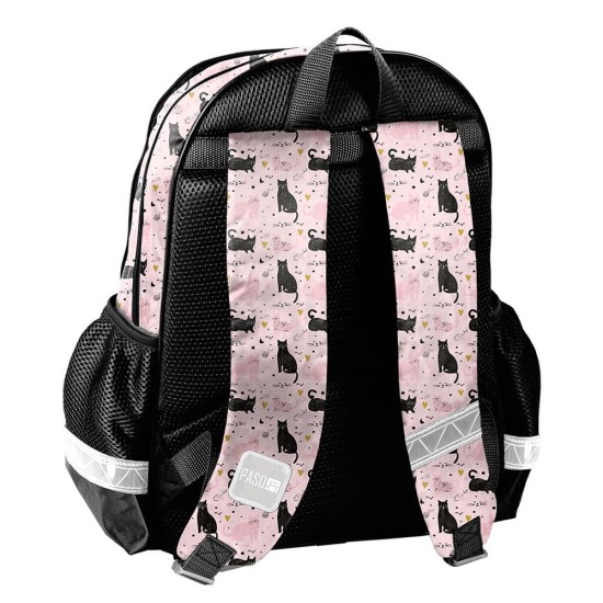 Princess Black Catkétrekeszes ergonomikus iskolatáska és hátizsák lányoknak, cicás