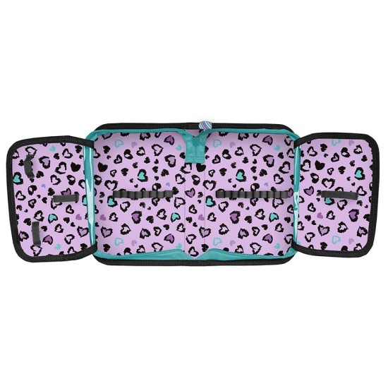 ShineWonderlandegyrekeszes kihajtható tolltartó lányoknak, türkiz – rózsaszín