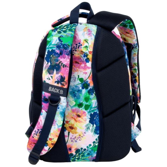 BackUP ergonomikus iskolatáska és hátizsák, háromrekeszes, flower aquarell art