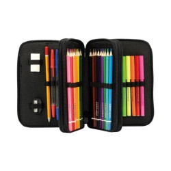 BackUp háromrekeszes, emeletes tolltartó fiúknak, felszereléssel, versenyautós