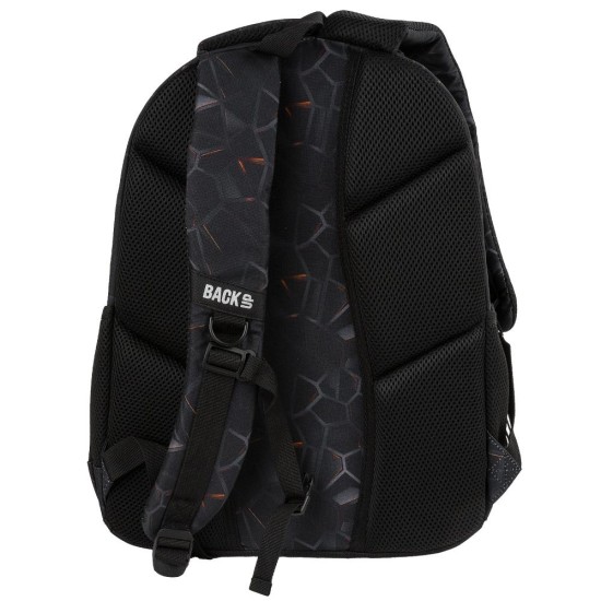 BackUp háromrekeszes iskolatáska, hátizsák fiúknak, Cyber Black