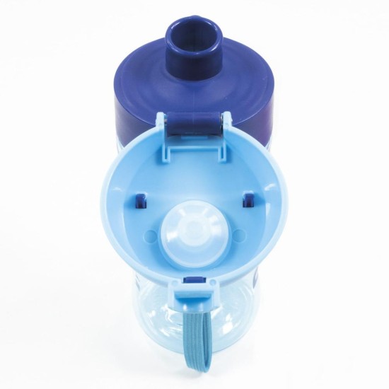 BackUp műanyag kulacs, 400 ml, átlátszó, kék - szürke