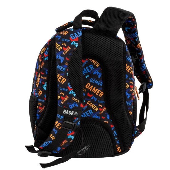 BackUp négyrekeszes ergonomikus iskolatáska, hátizsák fiúknak, Power Gamer